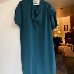 Joan Vass Teal Midi Dress